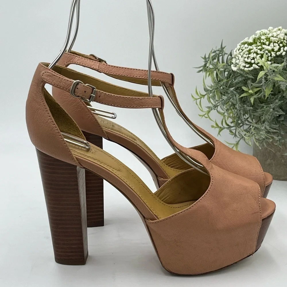 See By Chloe Vela Light Pink-Nude Platform High Heels‎ Sandals Sz 36.5/US 6
